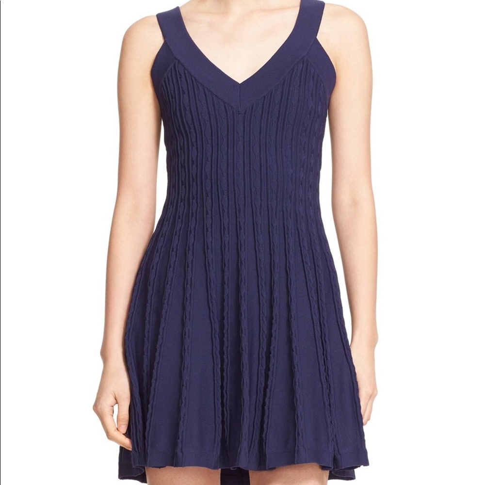 Brand New Navy MILLY Knit Flare/ A-Line Dress Sz L